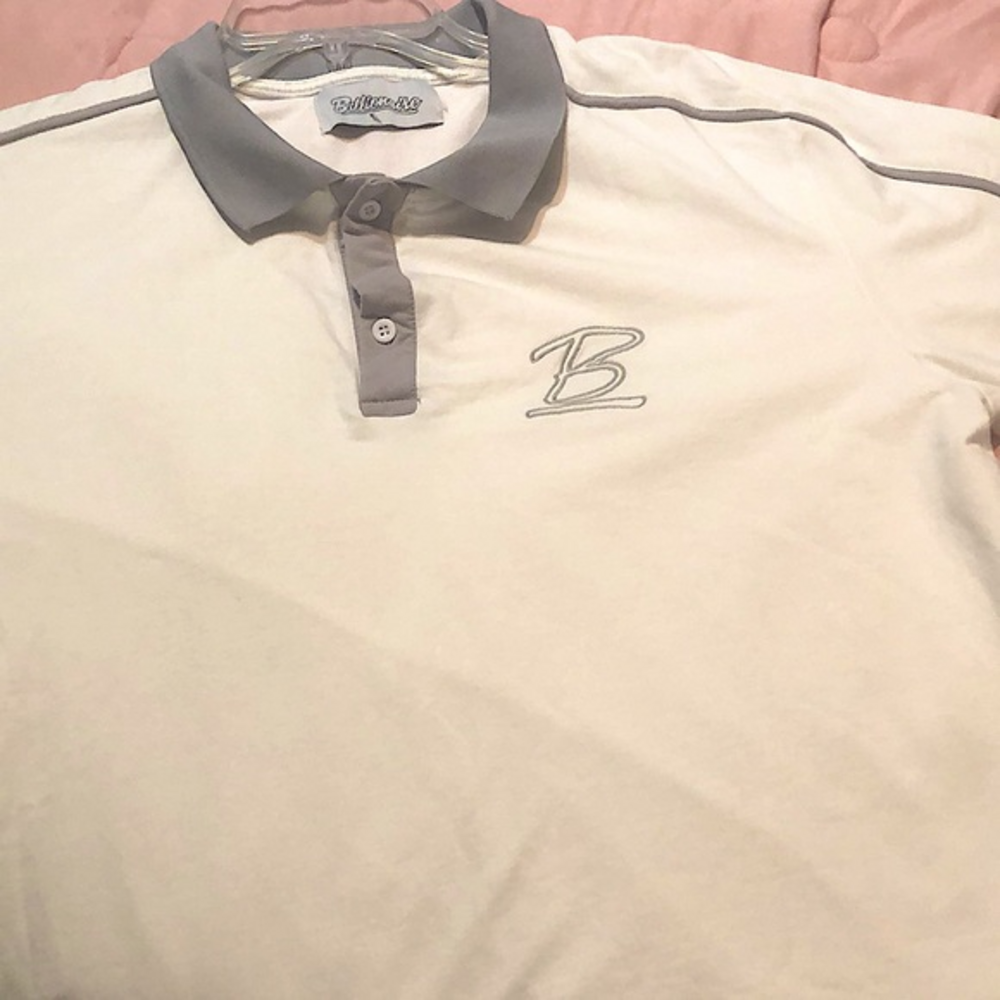 Billionaire white & gray‎ polo shirt size M 21 inches across the chest